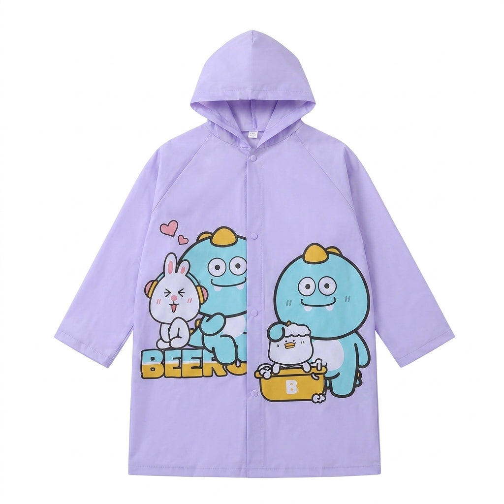 Kids Cartoon Waterproof Hooded Raincoat - Various Colors