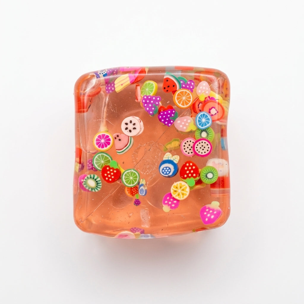 Ice Cube with Sliced Fruit Figure Inside Slow Rise Squishy Toy