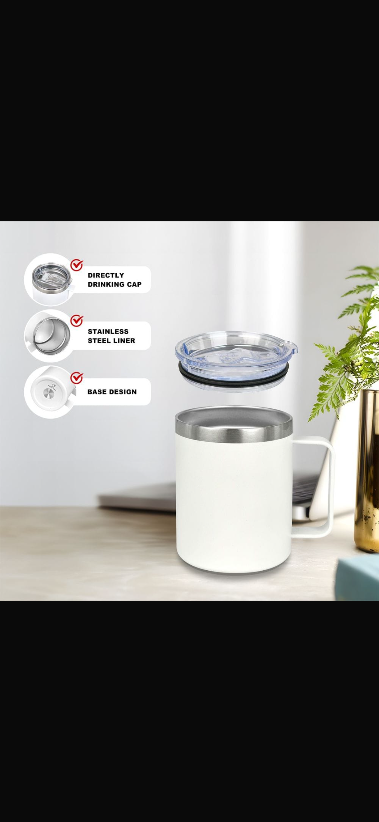 Luscious Stainless Steel Vacuum Mug With BPA-Free Lid - 360ml