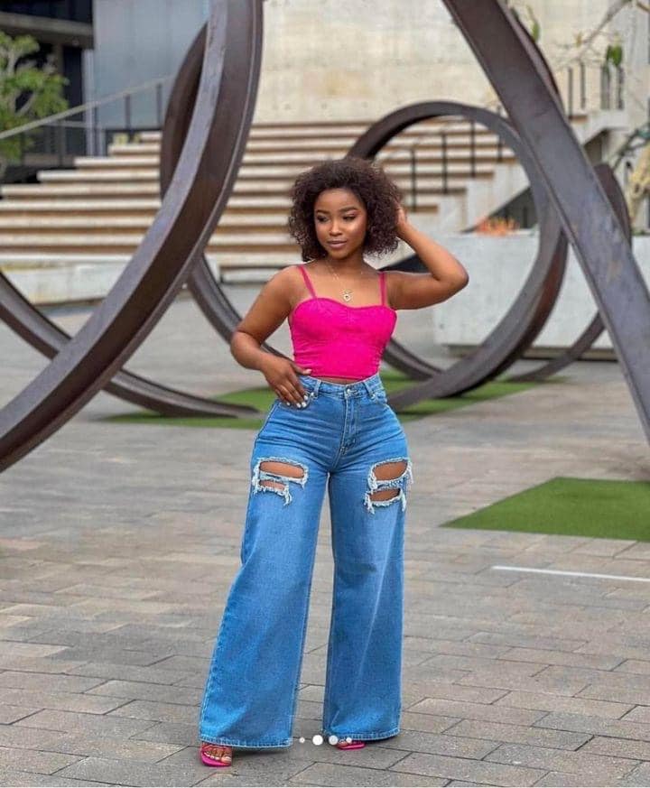 Ladies Flared Denim Jeans - Blue