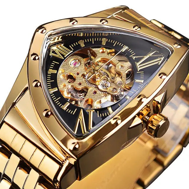 FORSINING Men's Watch 30M Waterproof Skeleton Hollow Automatic Retro Triangle Wrist Watch PreOrders Now Available!