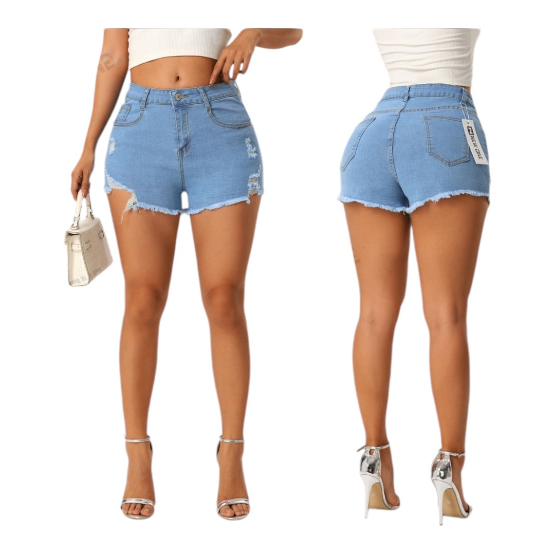 Ladies Sexy Body Hugging Denim Shorts