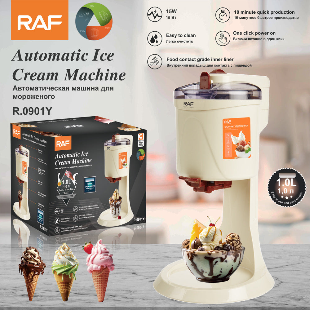 Automatic Frozen Fruit Ice Cream Machine Maker for Home Use DIY 1L Fruit Dessert Machine Milkshake Machine Electric Ice Cream Maker for Making Healthy Soft Serve Sherbet,Cone