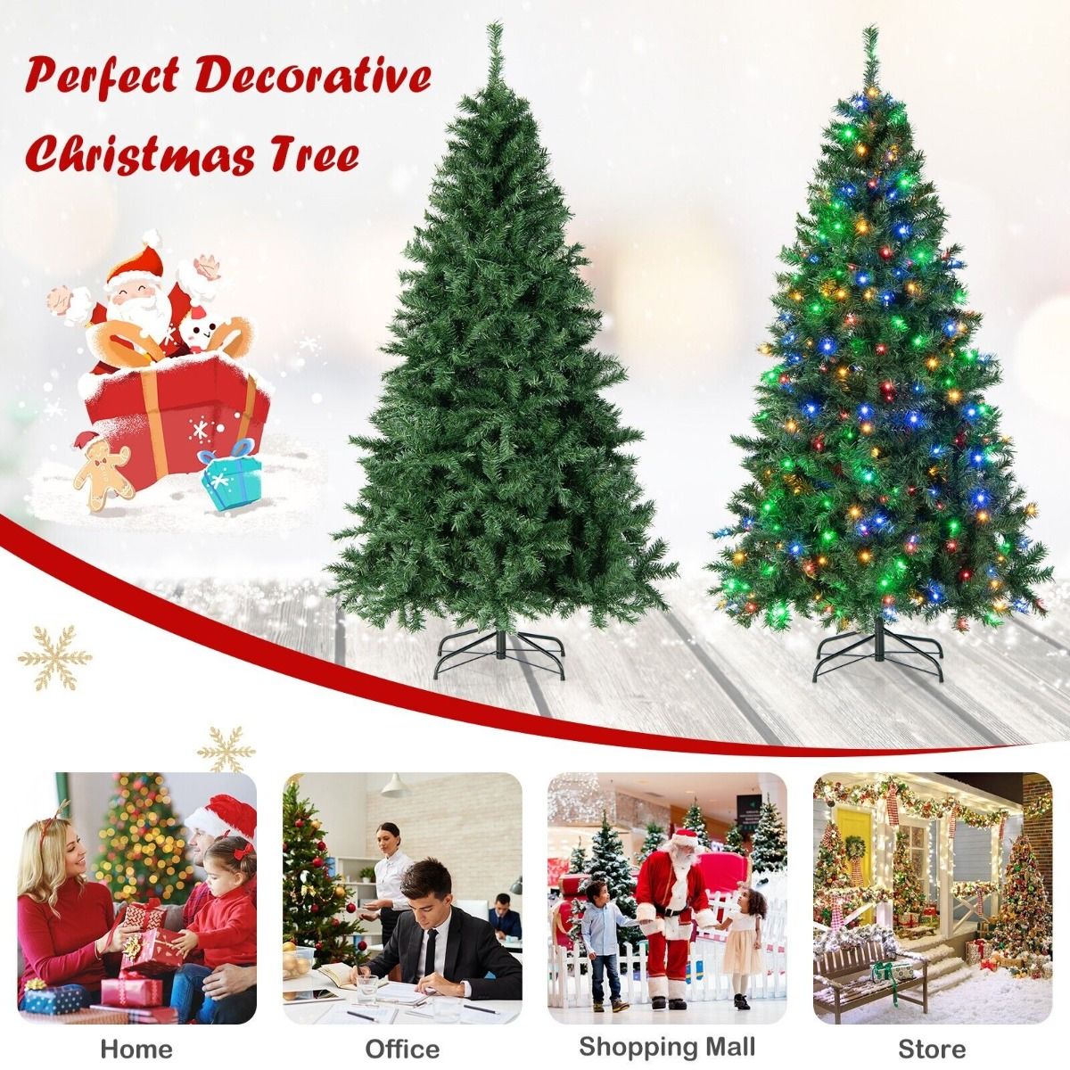 Christmas Tree Pre-Lit With LED Lights-Various Sizes