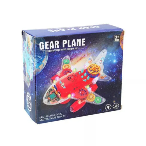 Transparent Gear Plane - Toys Colourful Light Musical