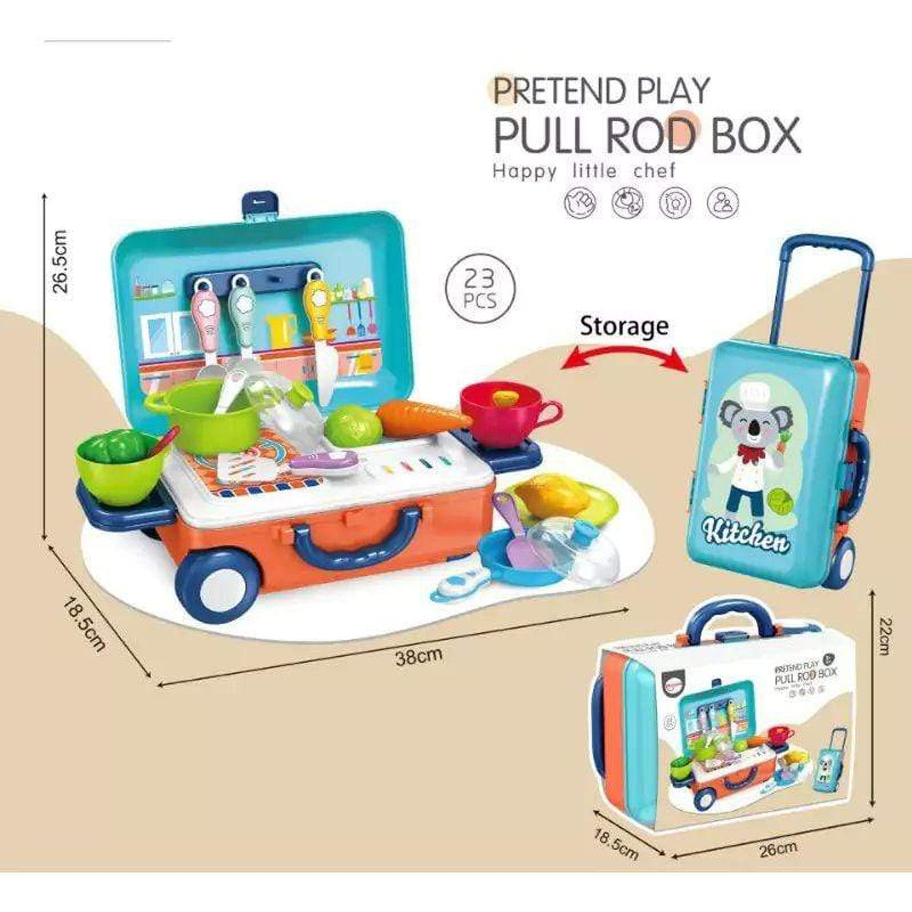 Pretend Play Pull Rod Box Happy Little Chef