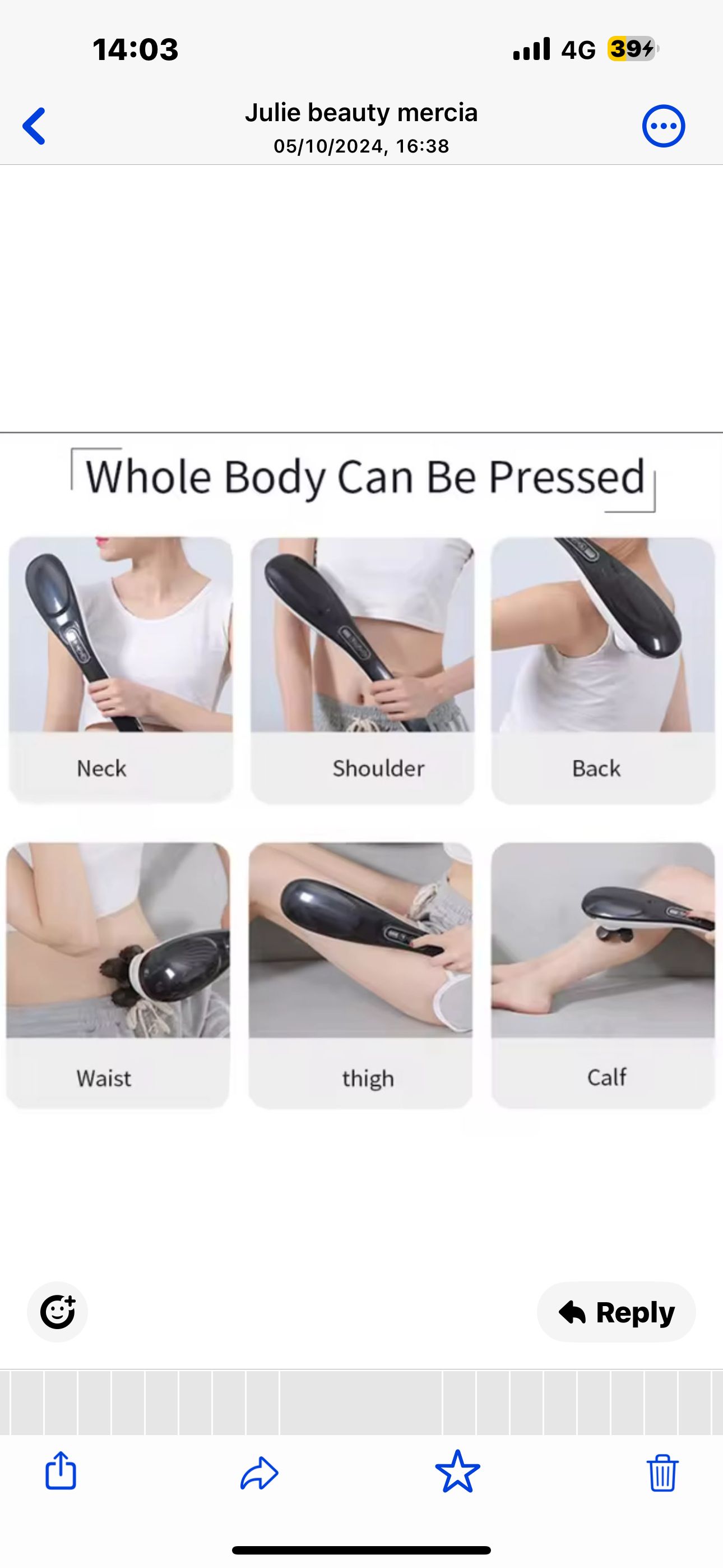 Cordless Handheld Back Massager,Rechargeable Electric Deep Tissue