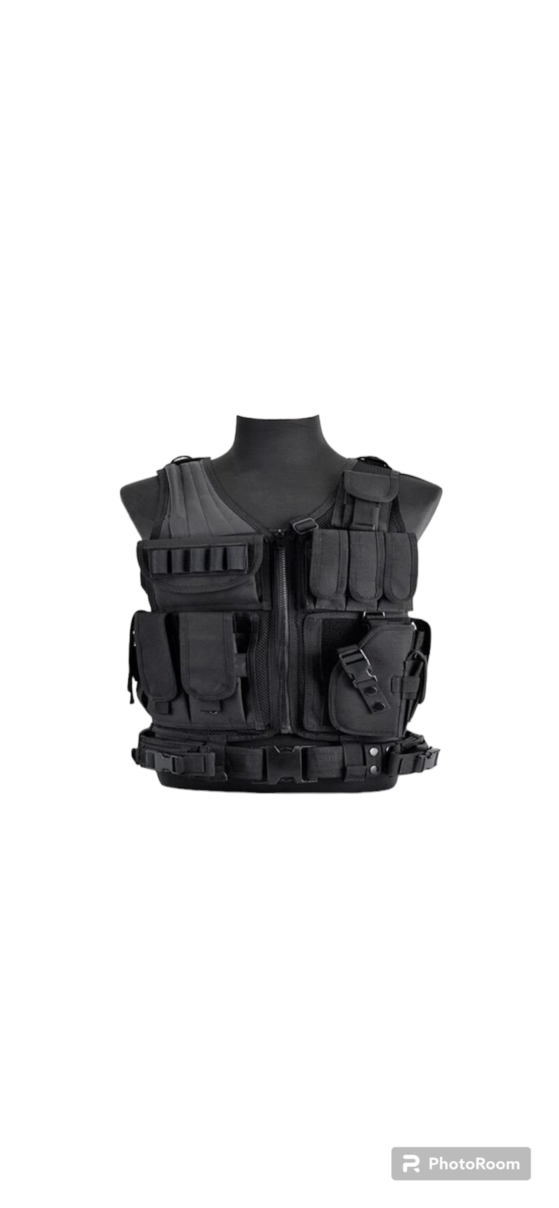 Outdoor Men's Vest With Detachable Belt And Holster, Multifunctional Breathable And Adjustable For Combat Games