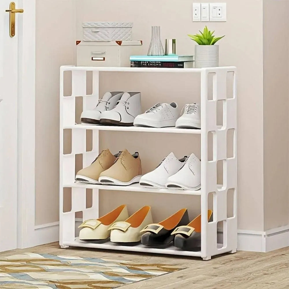 Simple Practical Shoe Rack 4 Tiers Shoe Cabinet for Home Dorm Room Balcony Multifunctional Assembly Storage Shelf Hanger Rack