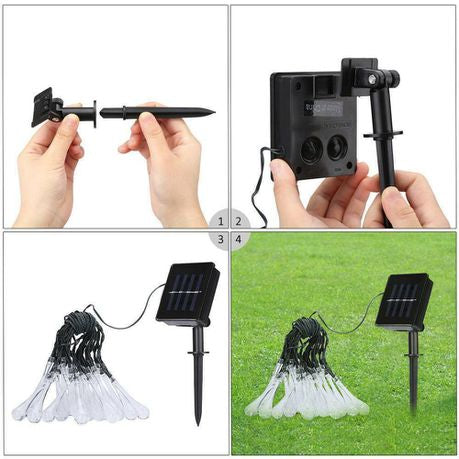 Christmas 5M Solar Powered Water Drops String Light Warm White