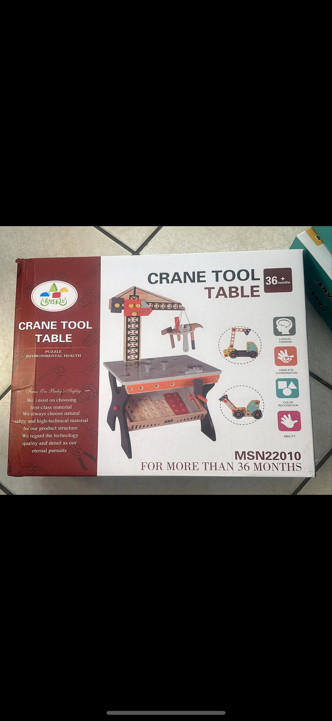 Wooden Tool Bench for Kids Toddlers, Pretend Play Workbench Set with Crane Workshop Workbench Construction Toys Gift for 2 3 4 5 Years Old Girls & Boys