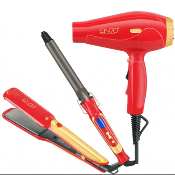 ENZO 3 in 1 curling iron hair straightener hair dryer set