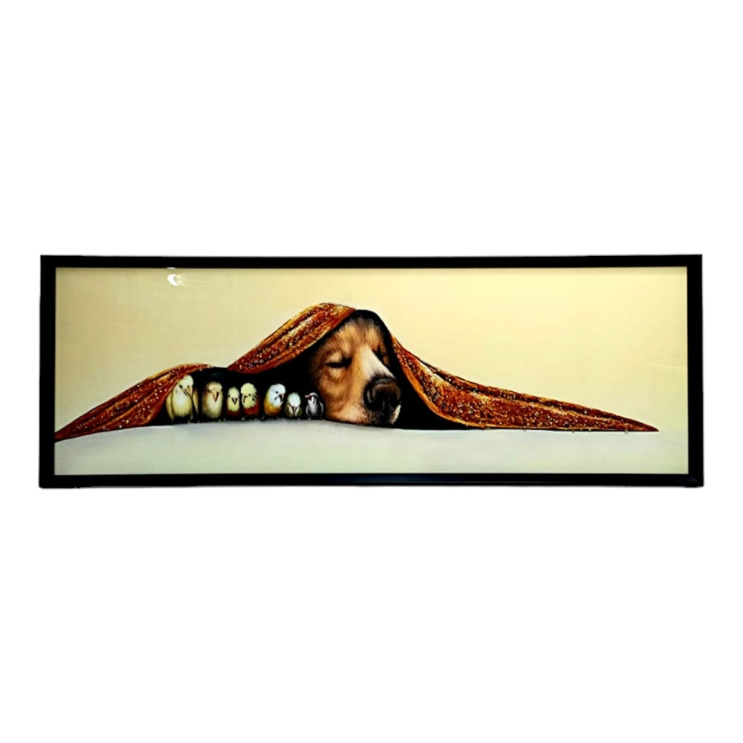 Dog and Birds Wall Art - 43cm x 123cm