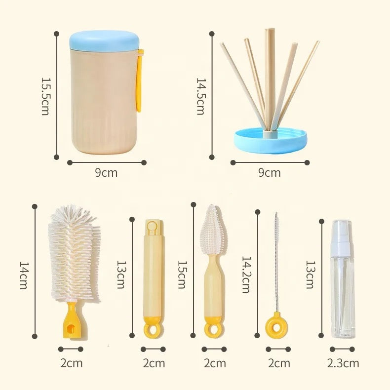 Travel Bottle Cleaner Kit, 6-in-1 with Silicone Baby Bottle Brush