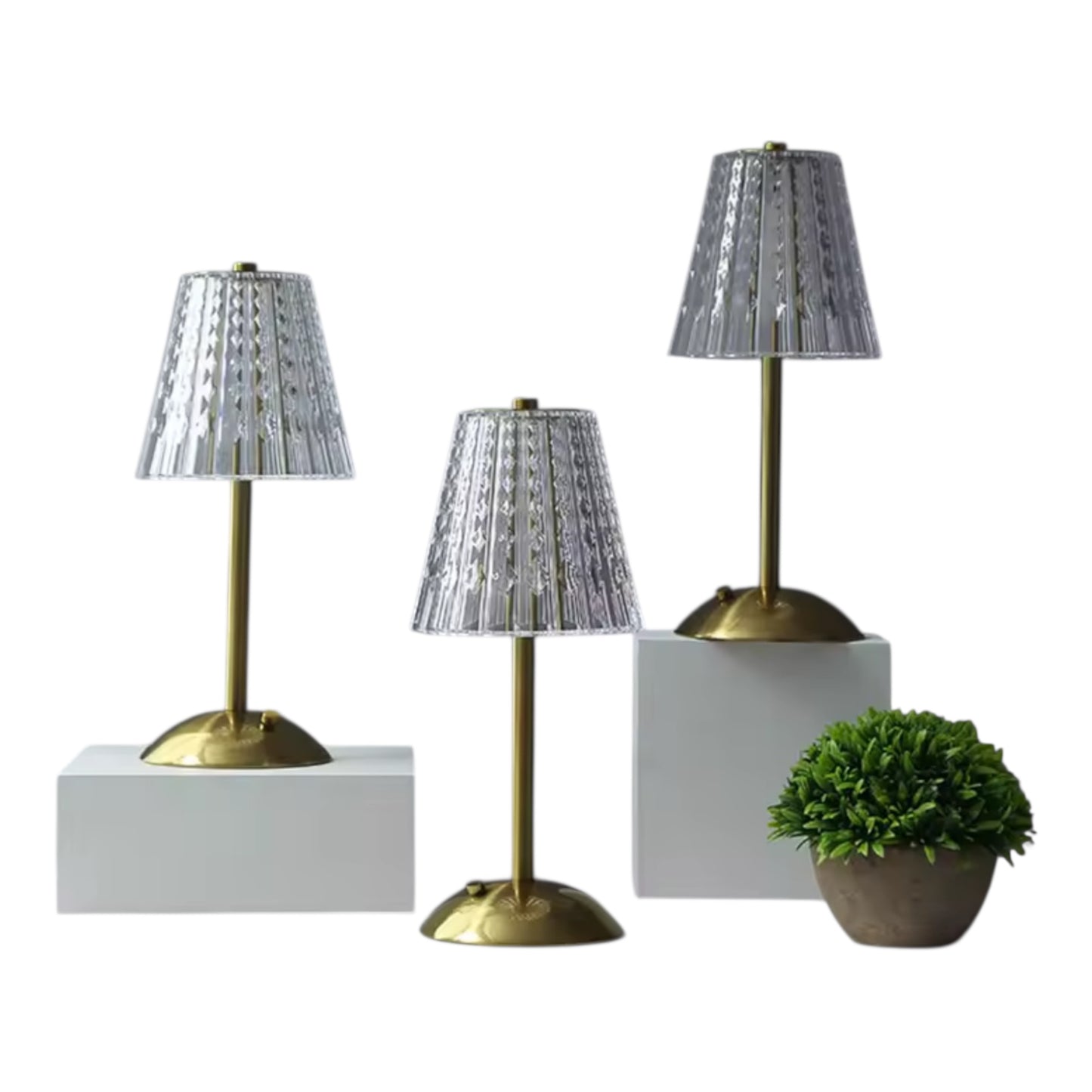 MTech Nordic Crystal Rechargeable Table Lamp LED Bar Lamp Touch Dimmable Golden Desk Lamp Living Room Bedroom-Various Options
