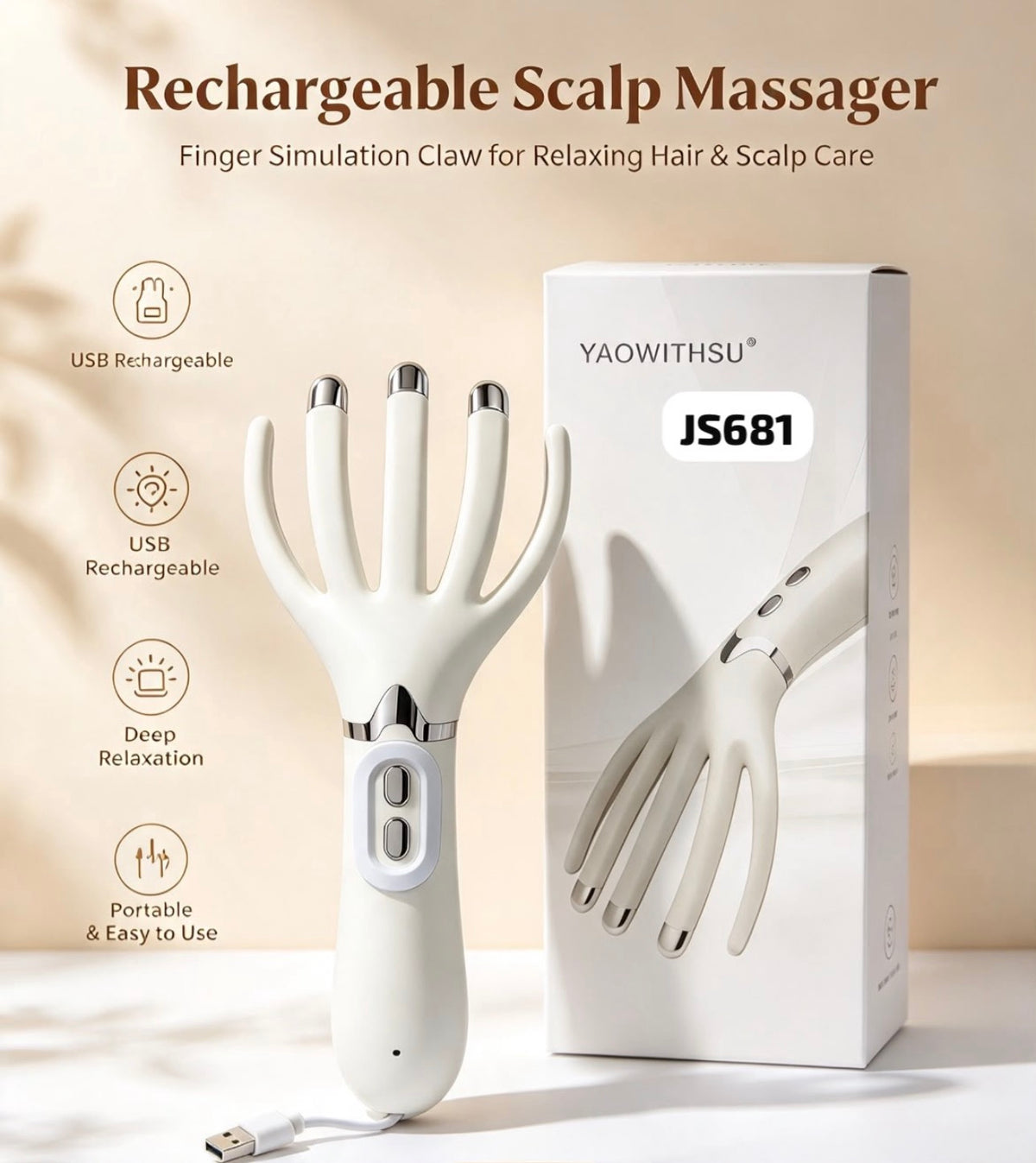 Mtech Multi-purpose Portable Vibration Rechargeable Head Massager Hand Shaped
