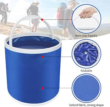 MHome Collapsible Camping Fishing Bucket,11L (2.9 Gallons) Durable Pop Up Water Bucket for Car Washing,Fishing,Boating or Outdoor Activities, Foldable Bucket,Blue or Red Colours