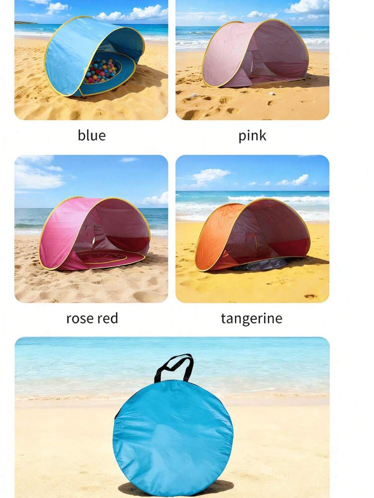 MHome Children's Beach Tent Portable Baby Travel Bassinet With Sunshade Canopy Pop-Up UV Protection Sun Shelter With Waterproof Mat Easy Setup Beach Gear With Storage Bag-Various Colours