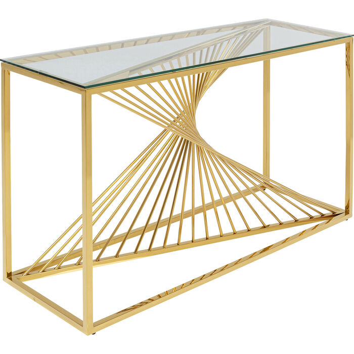 Gold Elegant Console Table With Glass Top