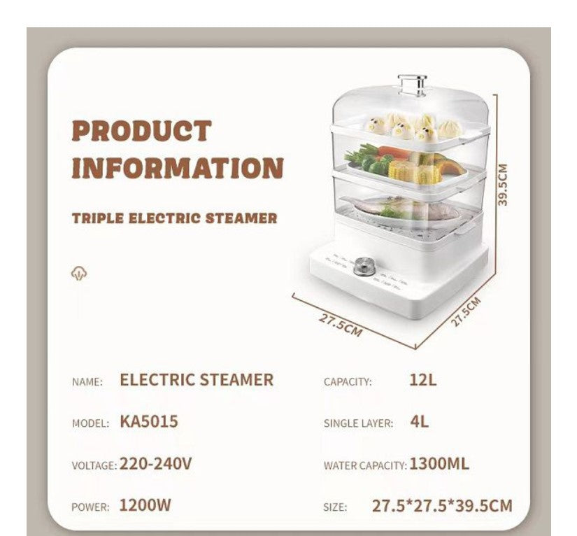 RAF White Electric Food Steamer 1200W
