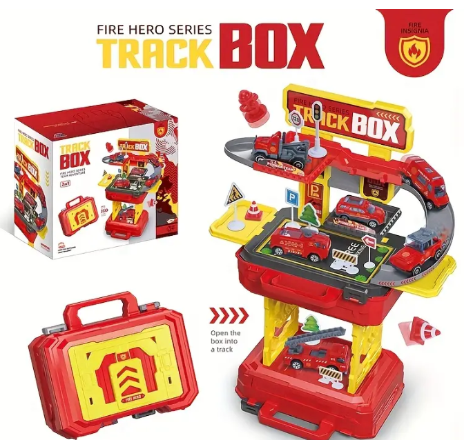 Model Car Toy Children's Crossing Home Simulation Ramp Rail Parking Building Toys Equipped With 4 Random Cars And Puzzle Puzzles Portable Storage Bag