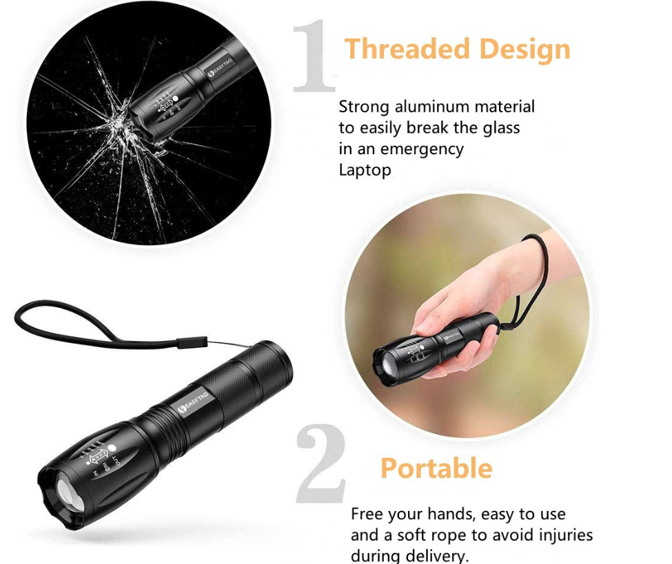 Rechargeable LED Flashlight Portable Torch Light 800 lumens