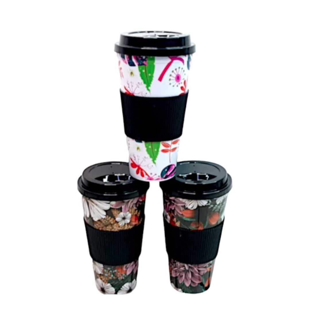 Reusable Travel Mug Floral Colours
