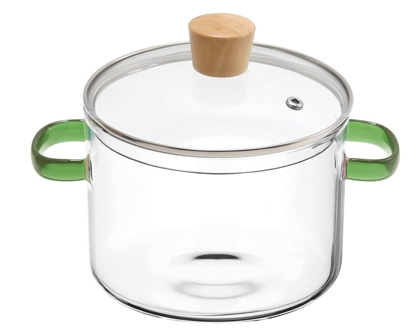 Transparent Clear Glass Heat Resistant Cooking Pot with Lid