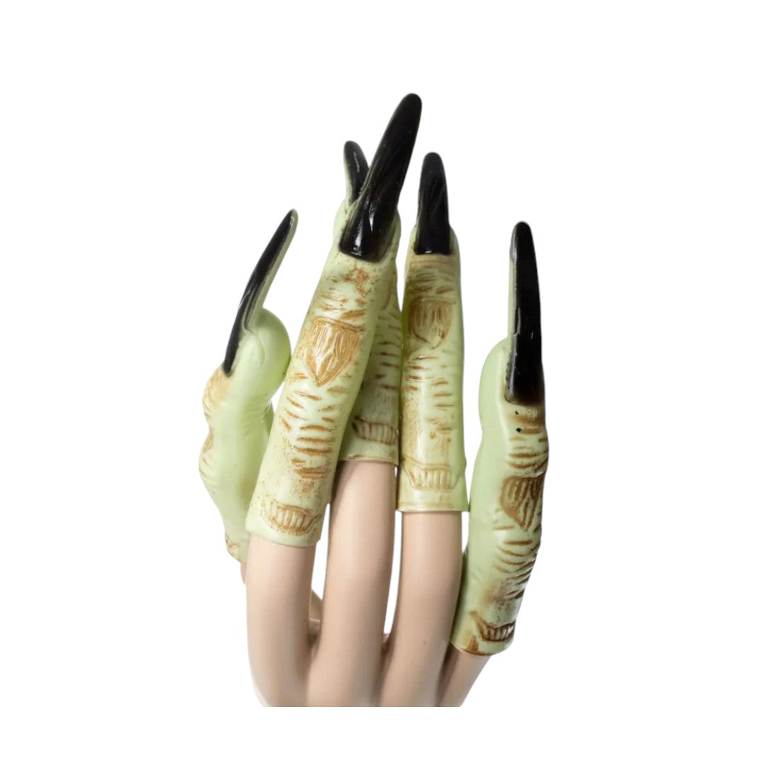 Green Witch Fingers with Long Black Fingernails β Halloween Costume Accessory