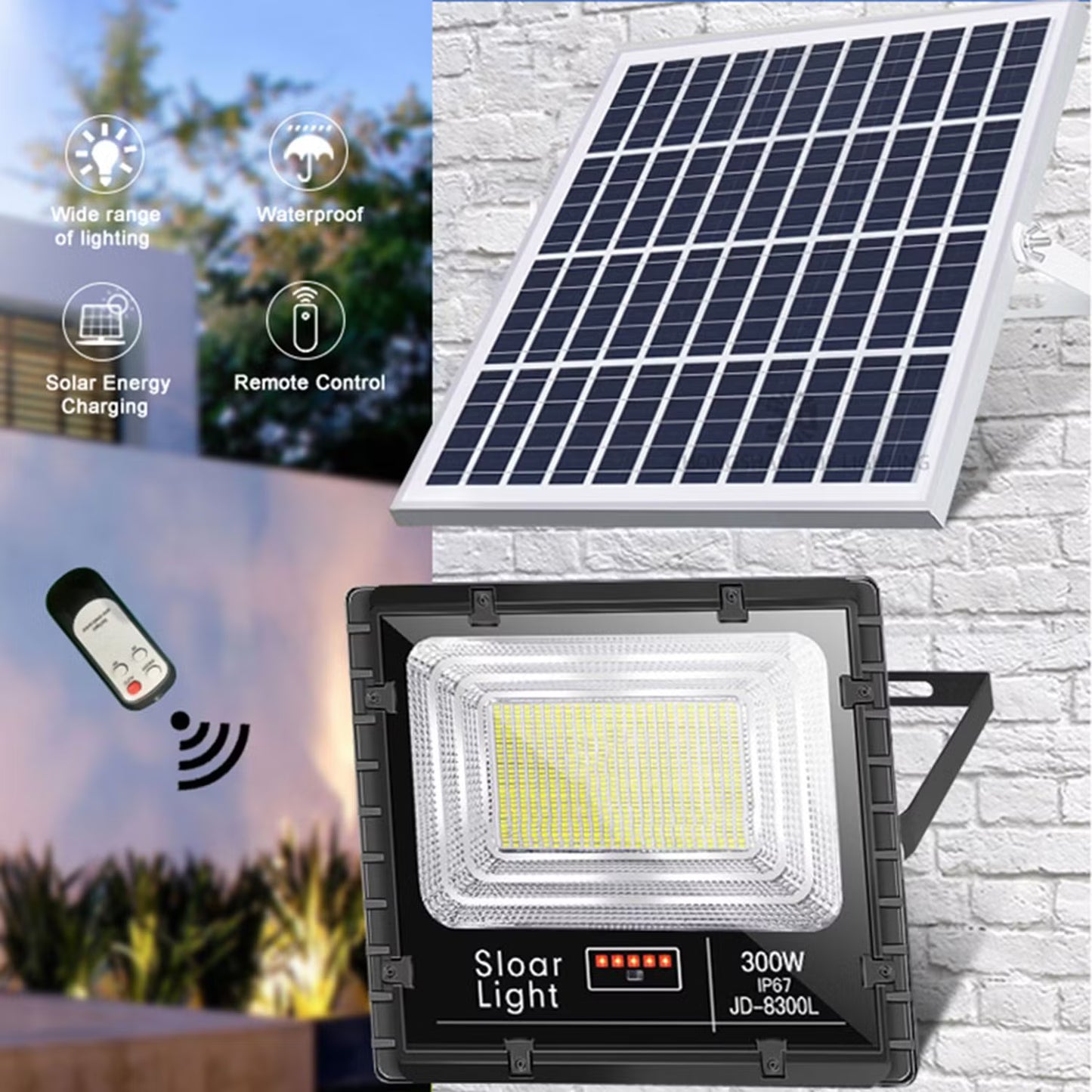 MHome Solar Flood Light – Outdoor LED with Remote Control