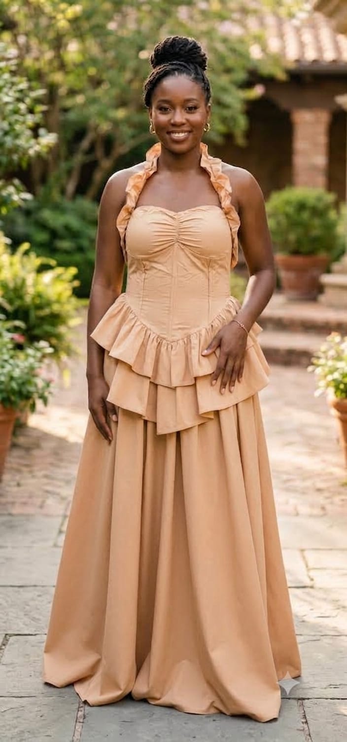 Earthy Elegance Ruffled Maxi dress