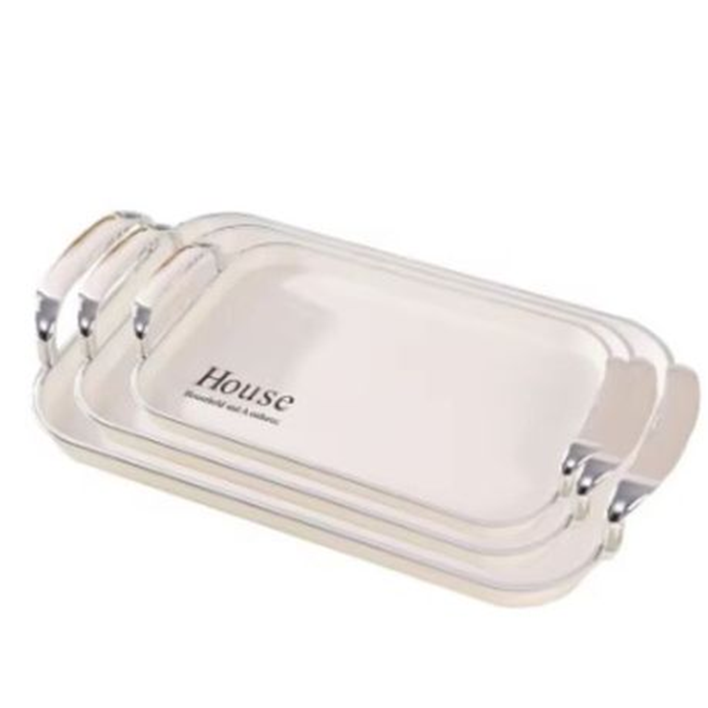 Plastic Food Storage Tray, Multi-Purpose Large Capacity Snack Breakfast Serving Tray Suitable For Kitchen 3pc Set