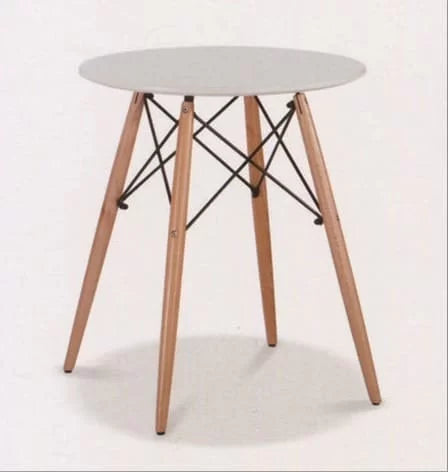 Round Dining Table With Wooden Legs β White