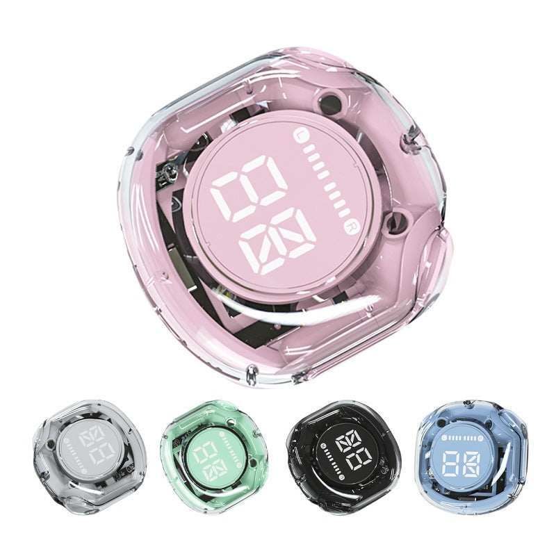 MTECH Wireless Earbuds With Clear Charging Case And Battery Display