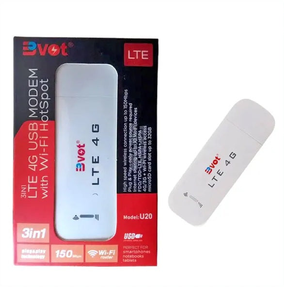 Bvot 3-in-1 4G LTE USB Modem With Wifi Hotspot