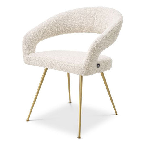 MFurn Rocco Mid-Century Modern Glam Dining Chair With Stainless Steel Legs