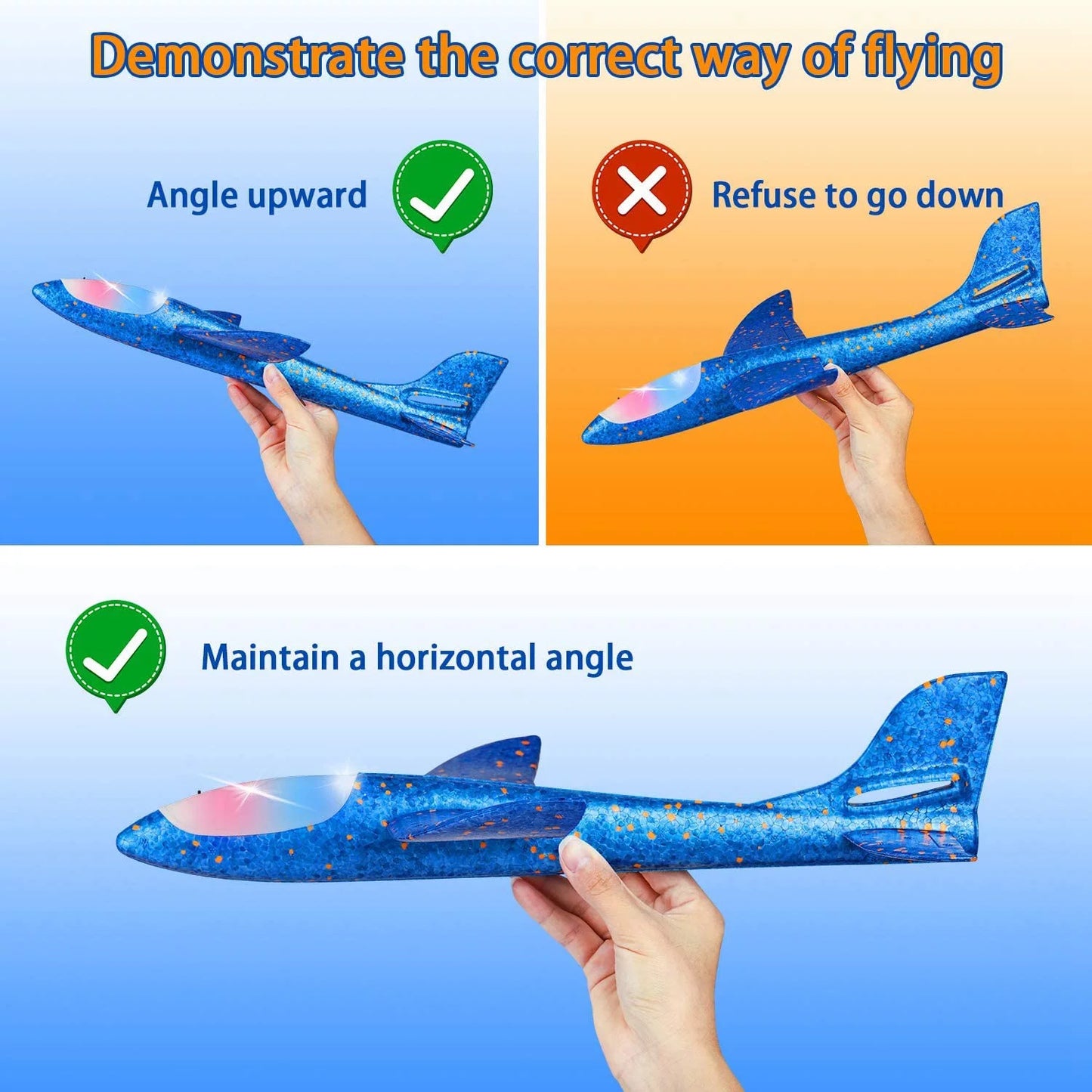 LED Light Airplane 48CM Throwing Foam Plane