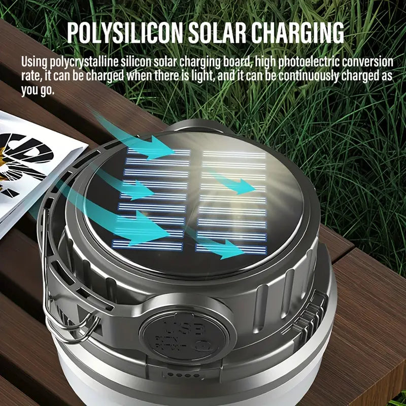 Solar Powered USB Rechargeable Portable Outdoor Emergency Camping Light