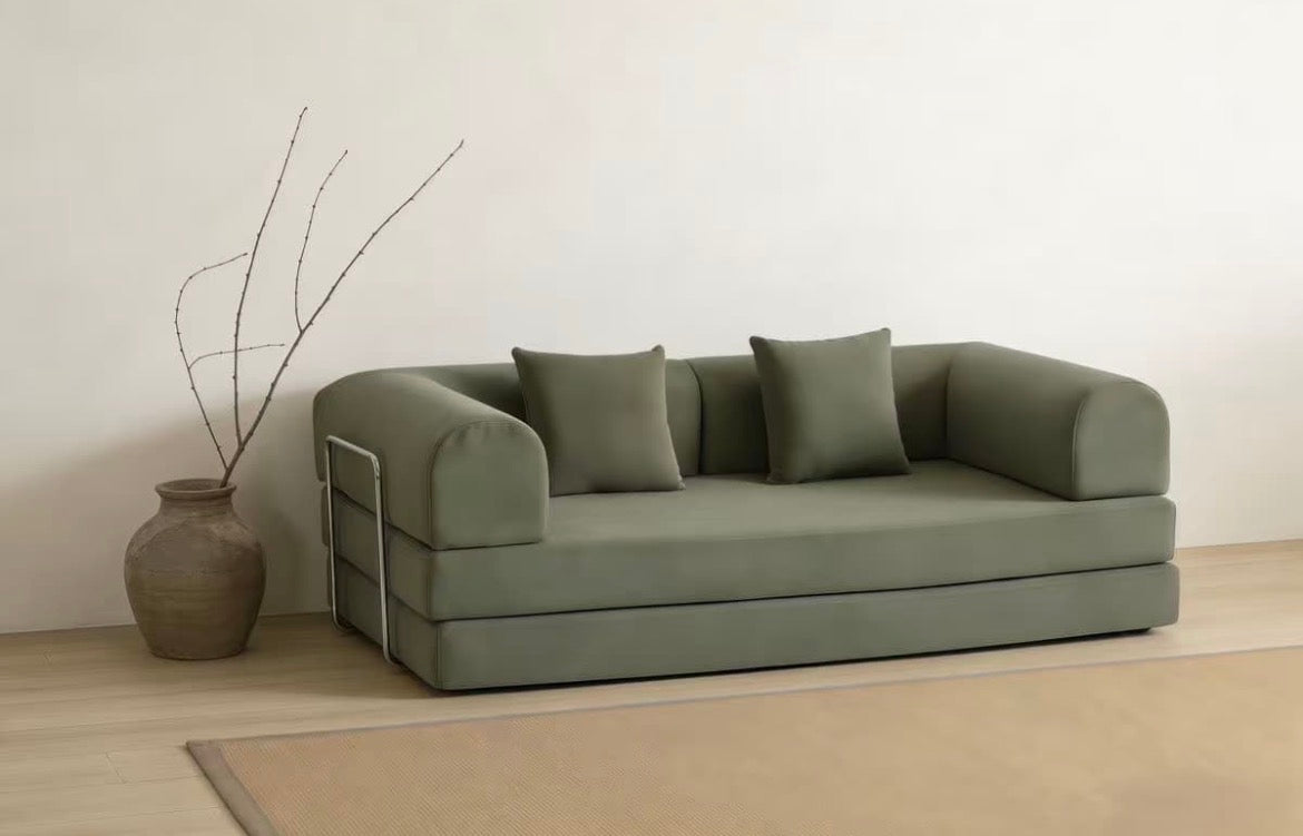 MFurn Convertible Vacuum-compressed Sofa Bed with 2 Pillows – Removable Floor Couch for Small Spaces