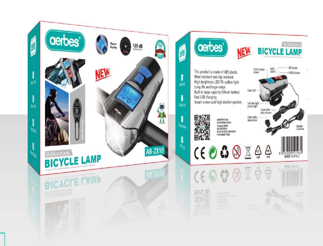 Dual Light Source Wireless Code Meter with Horn Bicycle Front Light