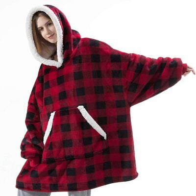 Winter Warm Fleece Hooded Blankets - Plush Fluffy Wearable Sofa Blanket Hoodie