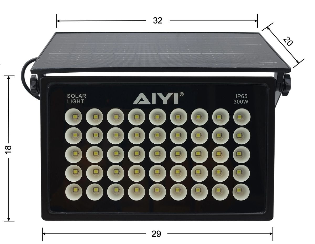 AIYI 300W Integrated Solar Flood Light โ Outdoor LED with Remote