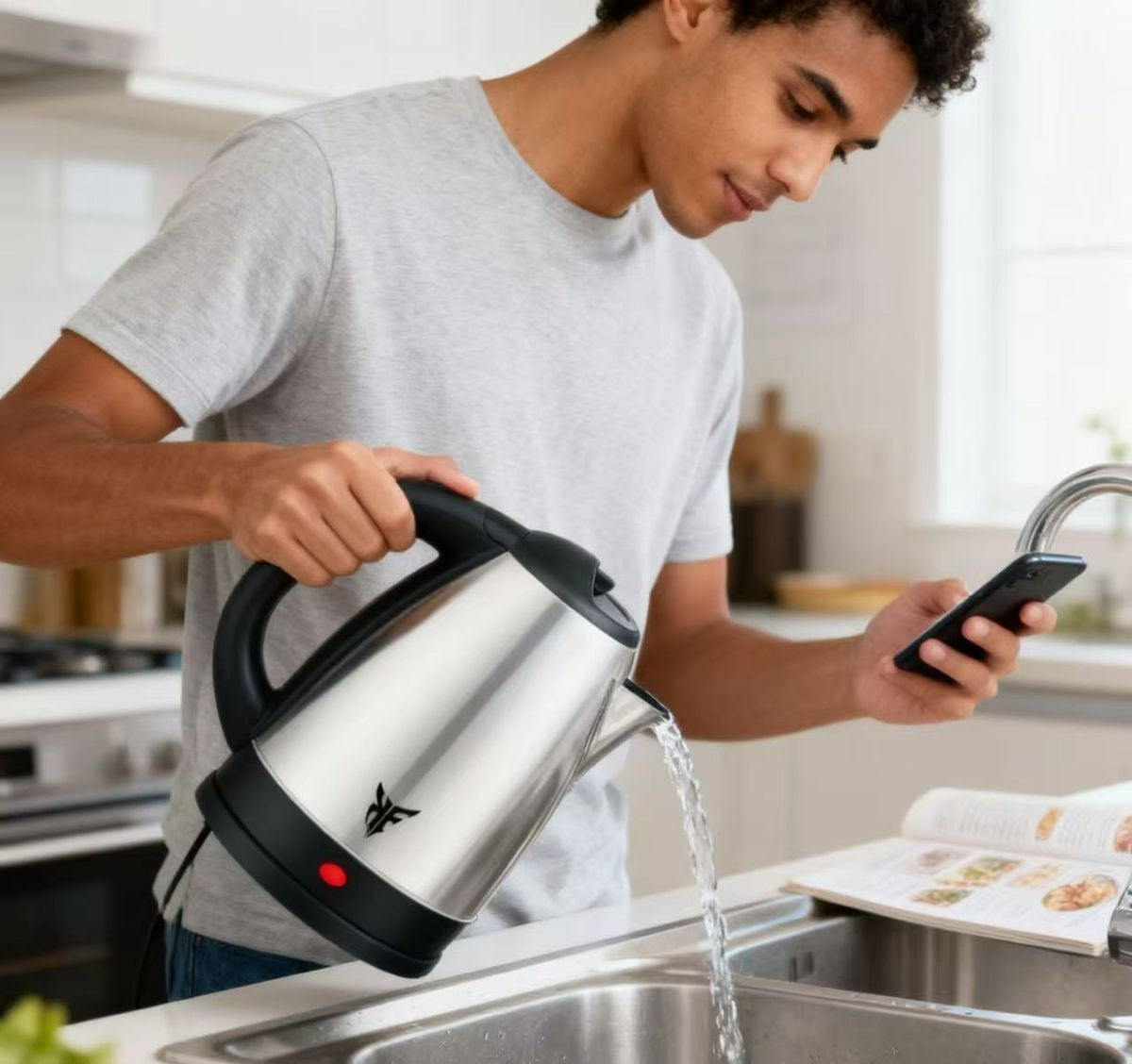 KF Stainless Steel Electric Kettle 1.8L – Modern High Quality, 1500W
