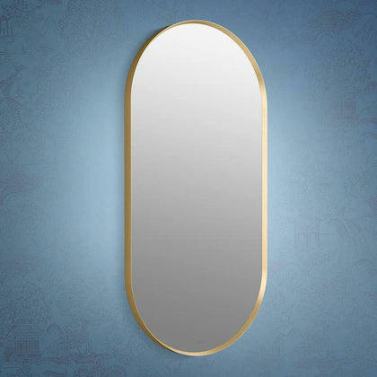 Modern Brushed Gold Aluminium Oval Wall Mirror
