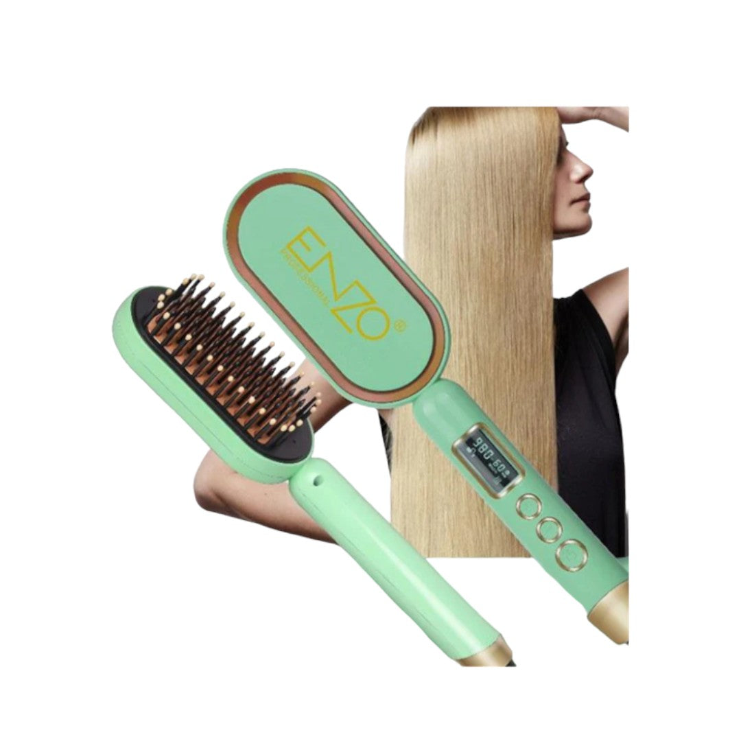ENZO Fast Heat PTC Professional Styling 2 In 1 Curler hair Straightener Brush