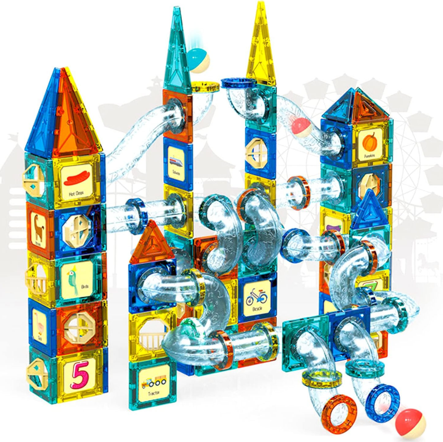 Colourful Magnetic Pipeline Building Blocks