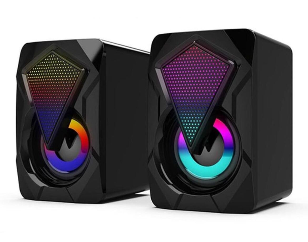 Portable Wired Desktop Speakers with LED Light 2.0