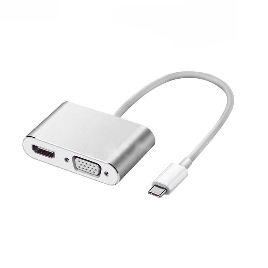 USB3.1 Type-C Male to VGA & 4Kx2K HDMI Adapter