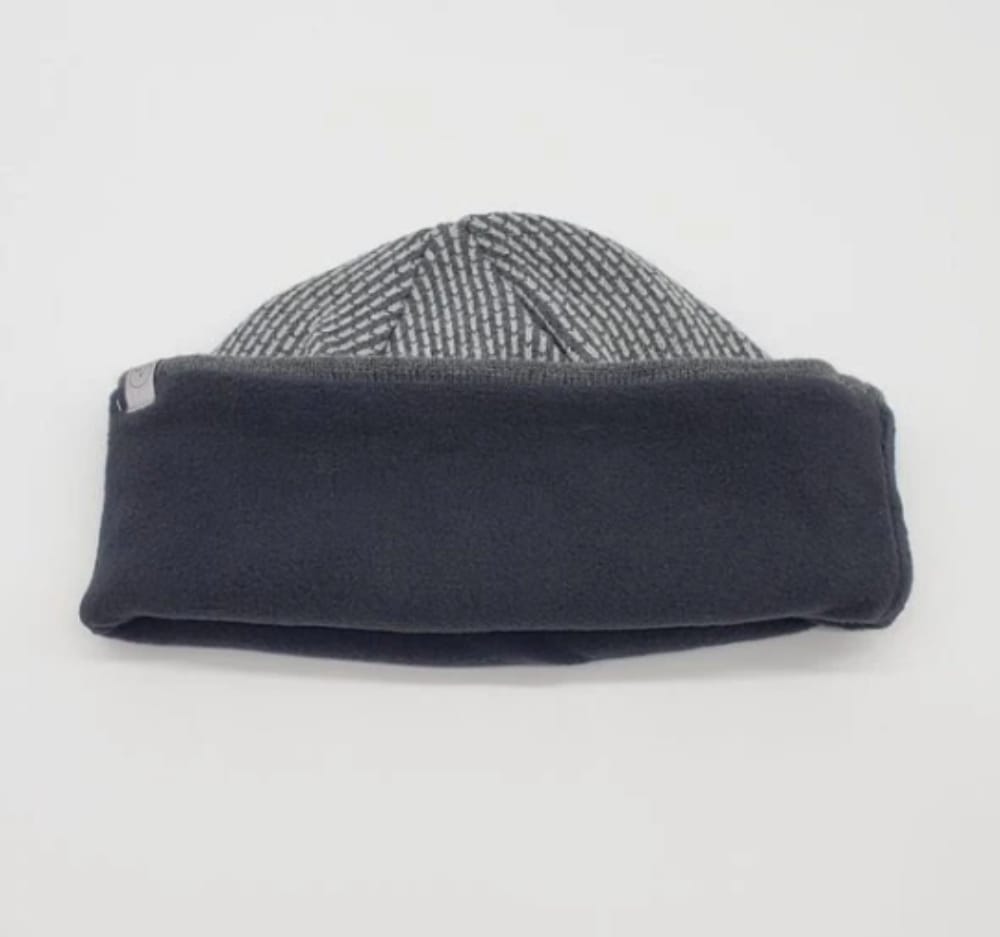 Sherpa Lined Knit Beanie – Warm Winter Hat with Mountain Pattern