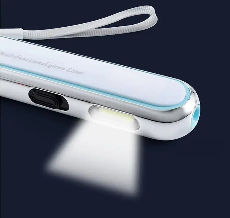 Rechargeable Laser pointer green beam with flashlight COB